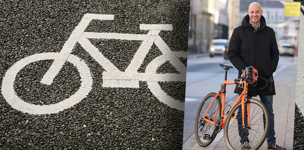 Lane for bicycle on the road